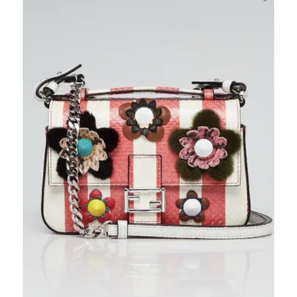 Fendi Fall 2016 Multicolor Snakeskin Micro Top Handle Double Baguette Crossbody